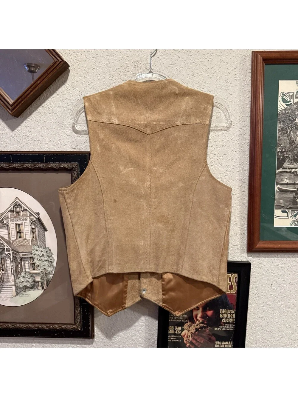 Vintage 60s/70s RARE Levis Tan Suede Western Disco USA Vest Mens Medium